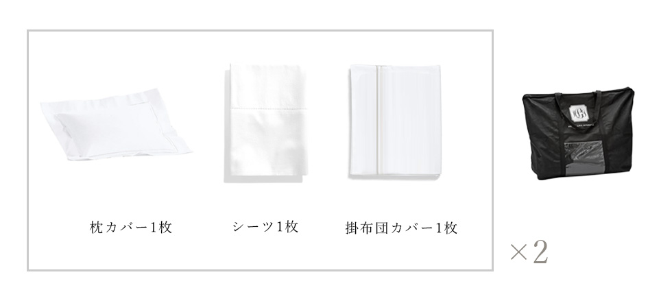 1セットは「シーツ、掛け布団カバー、枕カバーが各1枚」