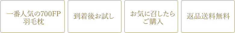 一番人気の700FP羽毛枕 到着後お試し お気に召したらご購入 返品送料無料