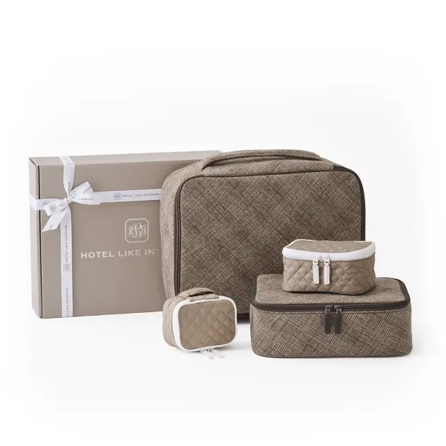 【ギフトBOX入り】ダイヤモンドキルトポーチ（ミニ・スモール×1）ポッシュプレイドポーチ（ミディアム・ラージ ×1）| 4点セット 