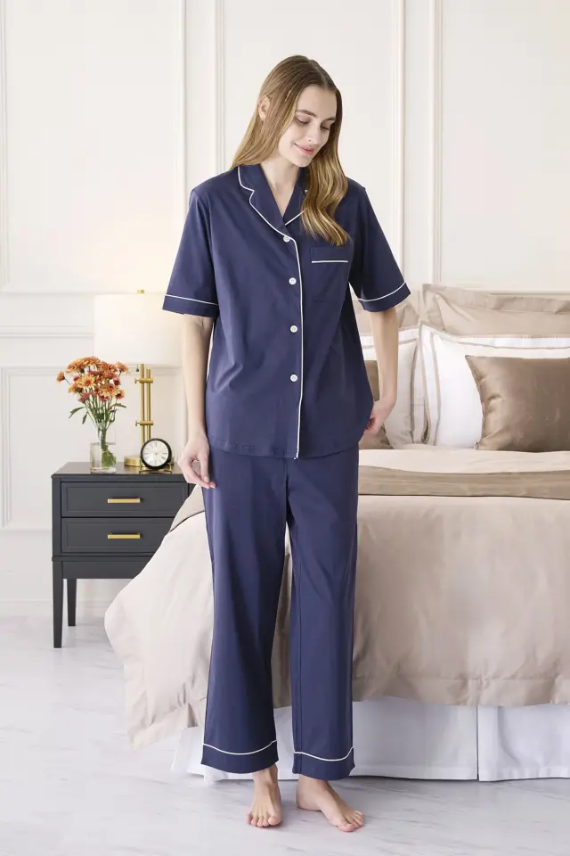 コットンジャージー 半袖パジャマ レディース