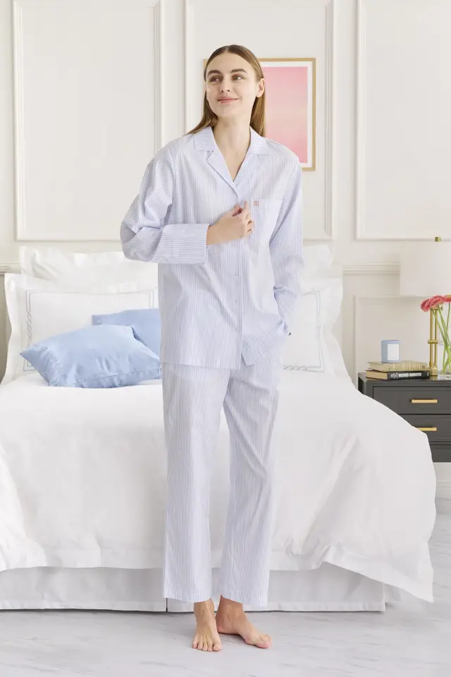 コットンツイルストライプパジャマ レディース